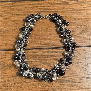 Black and silver chunky beaded necklace